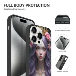 Coque pour iPhone 15/15 Pro/15 Pro Max avec Déesse Rose Fantaisiste - OKOMALL