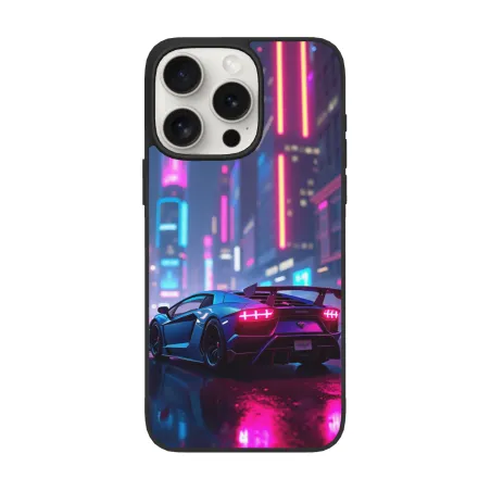 Coque pour iPhone 15/15 Pro/15 Pro Max Voiture de course de nuit Cyberpunk - OKOMALL
