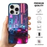Coque pour iPhone 15/15 Pro/15 Pro Max Voiture de course de nuit Cyberpunk - OKOMALL