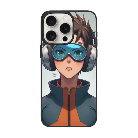 Coque pour iPhone 15/Pro/Pro Max avec fille d'anime - Style de rue énergique | OKOMALL