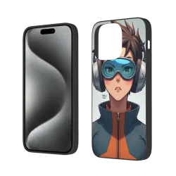 Coque pour iPhone 15/Pro/Pro Max avec fille d'anime - Style de rue énergique | OKOMALL
