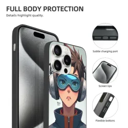 Coque pour iPhone 15/Pro/Pro Max avec fille d'anime - Style de rue énergique | OKOMALL