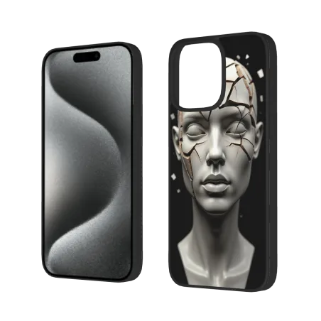 Coque pour iPhone 15/Pro/Max avec portrait abstrait noir et blanc de femme - okomall.com