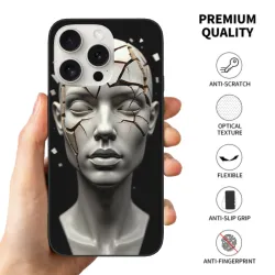 Coque pour iPhone 15/Pro/Max avec portrait abstrait noir et blanc de femme - okomall.com