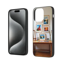 Coque pour iPhone 15/Pro/Max avec motif artistique de paysage - Maison chaleureuse | okomall