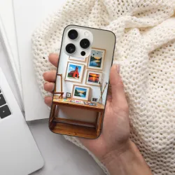 Coque pour iPhone 15/Pro/Max avec motif artistique de paysage - Maison chaleureuse | okomall