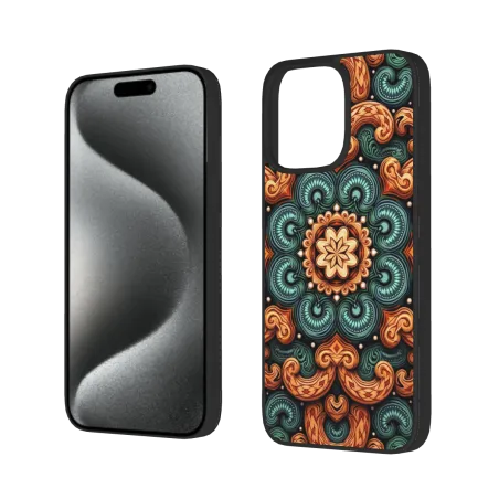 Coque pour iPhone 15/Pro/Max avec motif floral vintage et luxueux - okomall