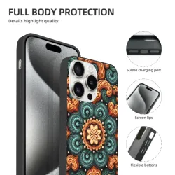 Coque pour iPhone 15/Pro/Max avec motif floral vintage et luxueux - okomall