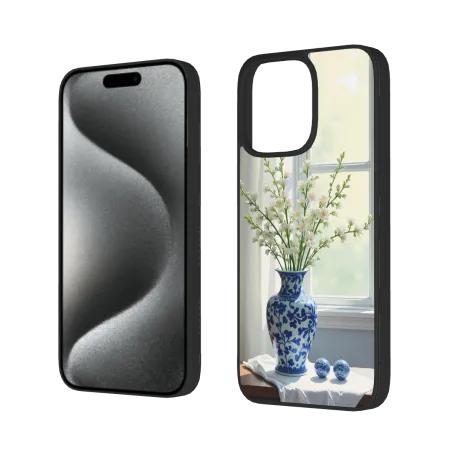 Coque pour iPhone 15/Pro/Max avec peinture à l'huile de nature morte - Pommes et fleurs | OKOMALL
