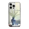 Coque pour iPhone 15/Pro/Max avec peinture à l'huile de nature morte - Pommes et fleurs | OKOMALL