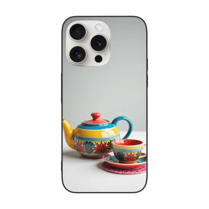Custodia per iPhone 15/Pro/Max con motivo di teiera vintage - okomall