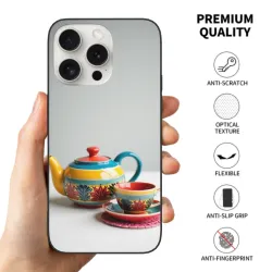 Custodia per iPhone 15/Pro/Max con motivo di teiera vintage - okomall