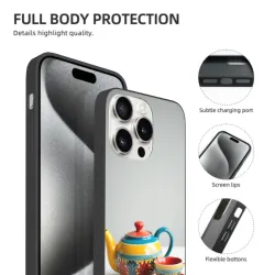 Custodia per iPhone 15/Pro/Max con motivo di teiera vintage - okomall