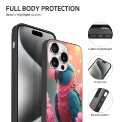 iPhone 15/Pro/Max 鹦鹉花卉手机壳 - okomall