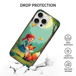 iPhone 15/Pro/Max 森林少女与红狐手机壳 - OKOMALL