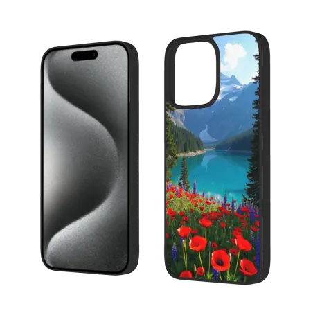 iPhone 15/Pro/Max 手机壳 - 湖光山色花海 | OKOMALL