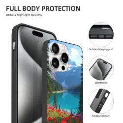 iPhone 15/Pro/Max 手机壳 - 湖光山色花海 | OKOMALL