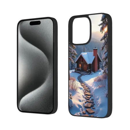iPhone 15/Pro/Max 手机壳 - 冬日雪林小屋 | okomall