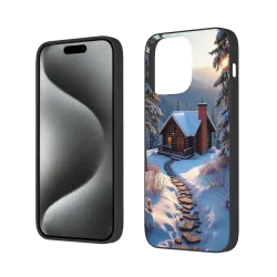 iPhone 15/Pro/Max 手机壳 - 冬日雪林小屋 | okomall