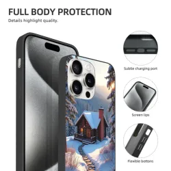 iPhone 15/Pro/Max 手机壳 - 冬日雪林小屋 | okomall