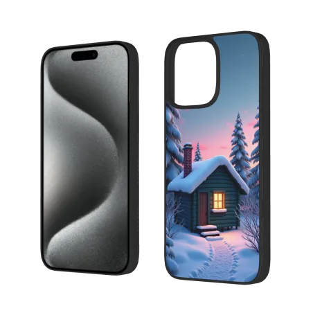 iPhone 15/Pro/Max 雪夜森林小屋手机壳 - okomall