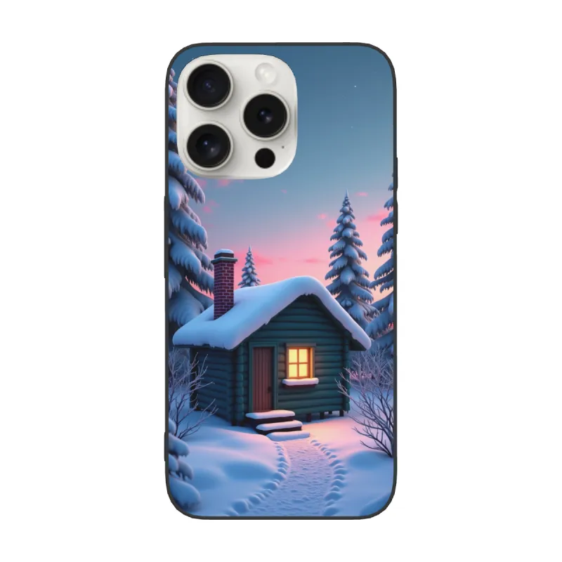 iPhone 15/Pro/Max 雪夜森林小屋手机壳 - okomall