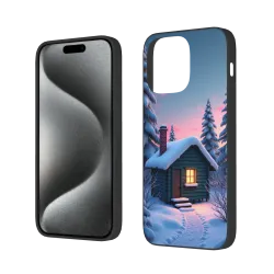 iPhone 15/Pro/Max 雪夜森林小屋手机壳 - okomall