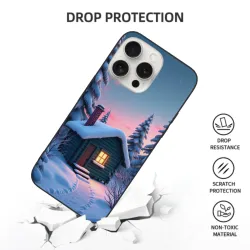 iPhone 15/Pro/Max 雪夜森林小屋手机壳 - okomall