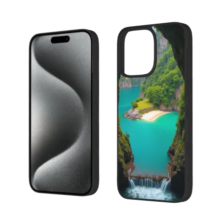 iPhone 15/Pro/Max 森林瀑布风景手机壳 - okomall.com
