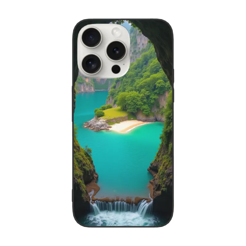 iPhone 15/Pro/Max 森林瀑布风景手机壳 - okomall.com
