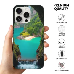 iPhone 15/Pro/Max 森林瀑布风景手机壳 - okomall.com
