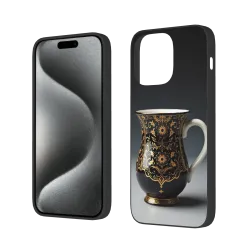 iPhone 15/Pro/Max Hülle mit goldener Blumenstruktur - okomall.com