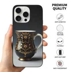 iPhone 15/Pro/Max Hülle mit goldener Blumenstruktur - okomall.com