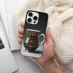 iPhone 15/Pro/Max Hülle mit goldener Blumenstruktur - okomall.com