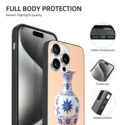 청화자기 iPhone 15 휴대폰 케이스 - 복고 동양풍 | OKOMALL