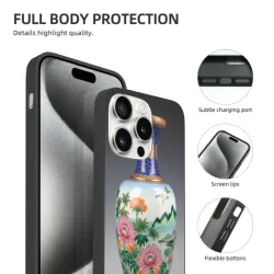 iPhone 15/Pro/Max 手機殼 - 盛開的牡丹花卉圖案 | okomall