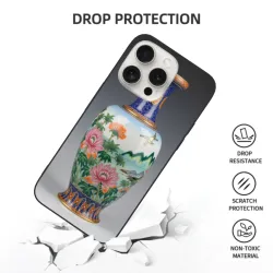 iPhone 15/Pro/Max 手機殼 - 盛開的牡丹花卉圖案 | okomall