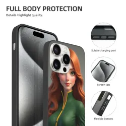 iPhone 15/Pro/Max ケース - 活気のある少女の肖像 | OKOMALL