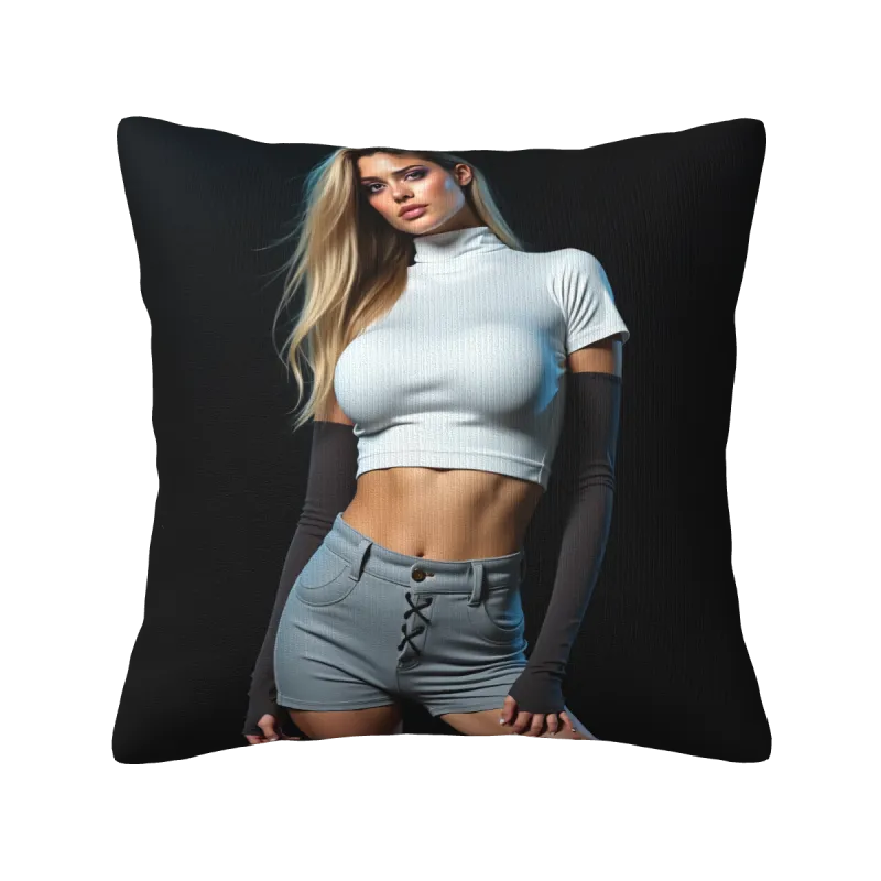 Stylish Girl Plush Pillow Cover - Okomall