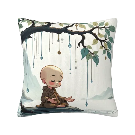 禅(ぜん)をテーマにした小さな僧侶(そうりょ)のплюшевая подушка - Okomall