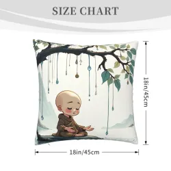 Zen Little Monk Plush Pillow Cover - Okomall