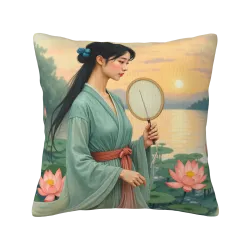 Funda de cojín Shui Mo Mei Ren - 18x18 pulgadas | Okomall