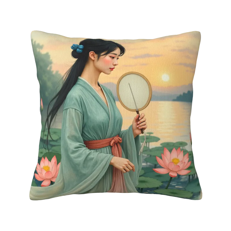 水墨美人抱枕套 - 18x18英寸 | Okomall