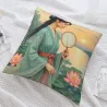 Coussin Décoratif Style Aquarelle "Belle en Encre" - 18x18 pouces | Okomall