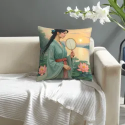 수묵 미인 쿠션 커버 - 18x18인치 | Okomall