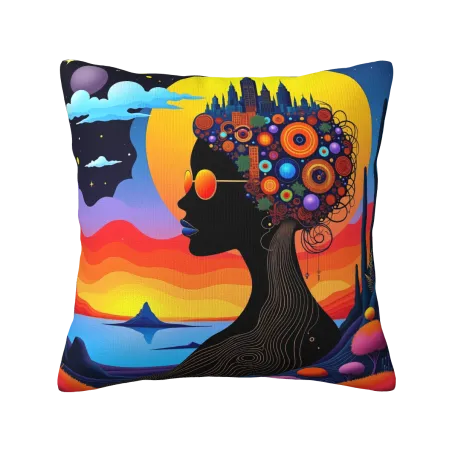 Abstract Face Pattern Plush Pillow Cover - Okomall