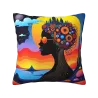 Coussin en peluche à motif de visage abstrait - Okomall