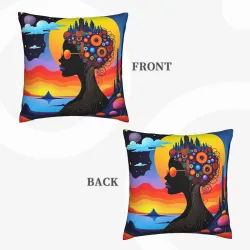 Abstract Face Pattern Plush Pillow Cover - Okomall