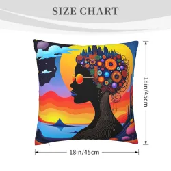 Funda de cojín de felpa con estampado abstracto de rostro - Okomall