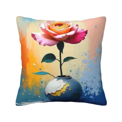 Housse de coussin en peluche à motif floral abstrait à l'aquarelle - Okomall